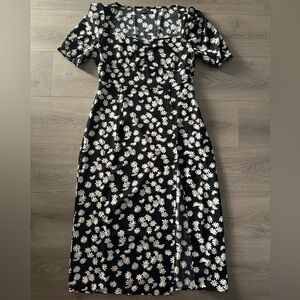 Printed Floral Dress with Slit - Size Large